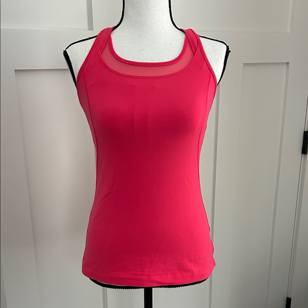 lululemon athletica Red Racerback Long Tank with Mesh Yoke